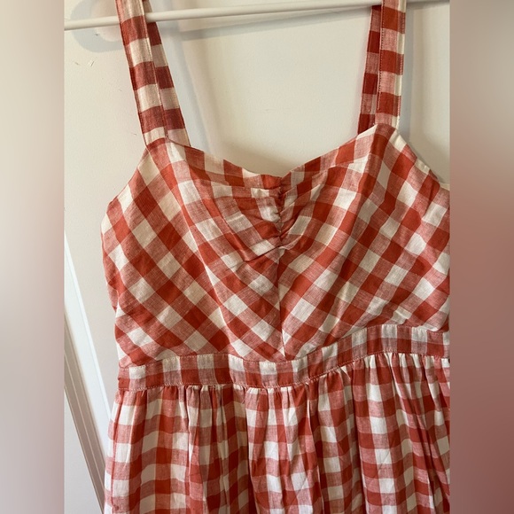 Altar’d State Orange Gingham Cotton Linen Blend Dress - Picture 2 of 6